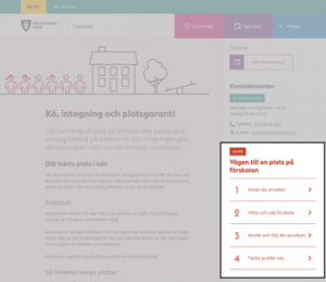 Skärmbild av sida på betawebben, med allt utgråat utom guiden.