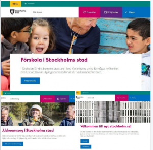 Startsidor på delar av nya webbplatsen.